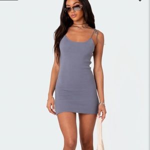 Edikted blue Aude knit tie strap dress size Medium